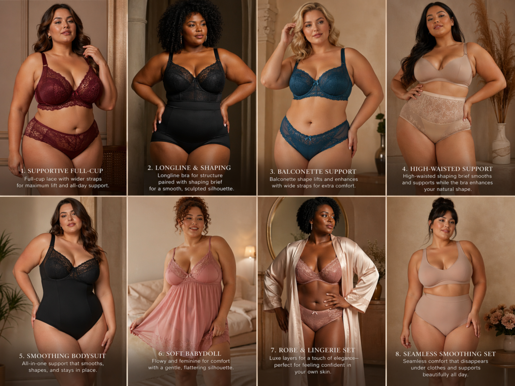 Body-positive lingerie gids voor curvy vrouwen met verschillende ondersteunende ondergoedstijlen voor comfort, zelfvertrouwen en een eerste date